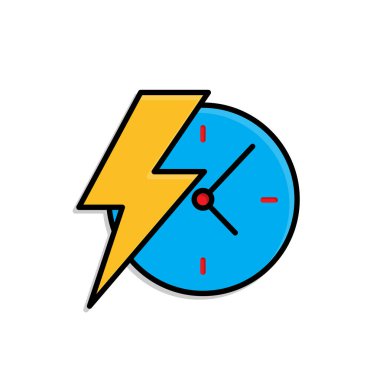 Flash Sale ikonu. E-Ticaret ve Tanıtım. Saatli yıldırım sembolü. Dükkan, satış, market. Isometric tasarım biçimi.