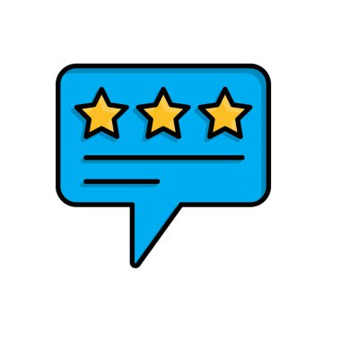 Simgeyi gözden geçir. E-ticaret. Yıldızlı mesaj balonu. Dükkan, satış, market. Isometric tasarım biçimi.