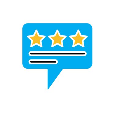 Simgeyi gözden geçir. E-ticaret. Yıldızlı mesaj balonu. Dükkan, satış, market. düz tasarım biçimi.