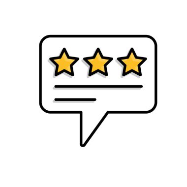 Simgeyi gözden geçir. E-ticaret. Yıldızlı mesaj balonu. Dükkan, satış, market. karışık tasarım biçimi.