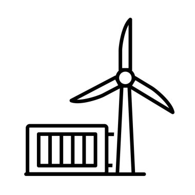 Yenilenebilir ikon. Sürdürülebilirlik vektörü. Bataryalı rüzgar türbini. Yeniden kullan, geri dönüştür, web simgesi. özet tasarım biçimi