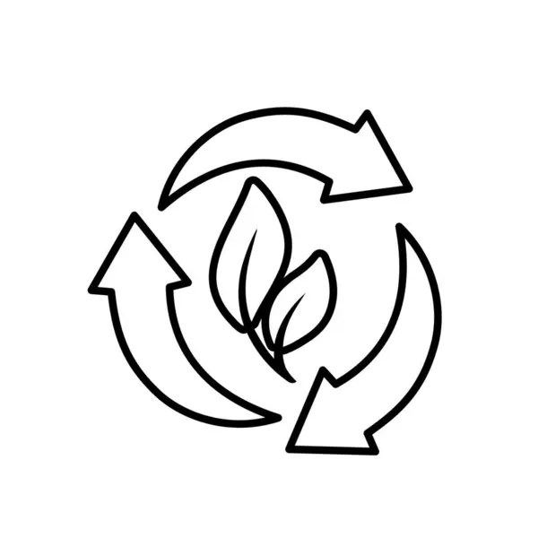 Geri dönüşüm simgesi. Sürdürülebilirlik vektörü. Ortasında bitki olan üç geri dönüşümlü ok. Yeniden kullan, geri dönüştür, web simgesi. özet tasarım biçimi.