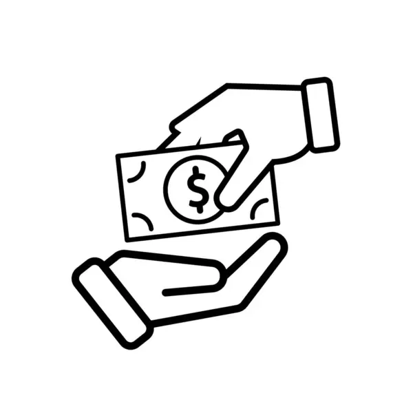 işlem simgesi. Para vermenin sembolü. İki el para verir ve alır. Ödeme, iş, nakit. Tasarım biçimi