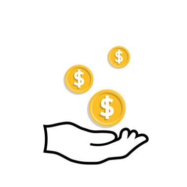 Para ikonu. Ekonomi. Elde para. Ödeme, iş, nakit. Karışık tasarım biçimi