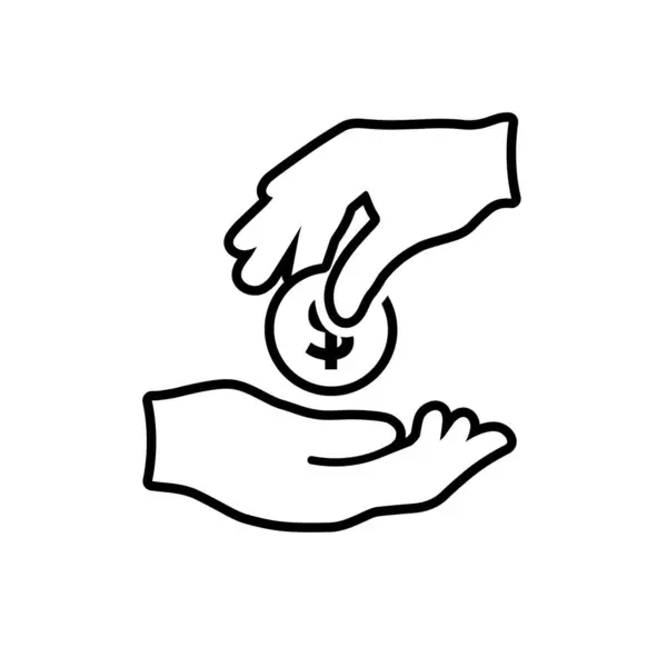 işlem simgesi. Para vermenin sembolü. İki el para verir ve alır. Ödeme, iş, nakit. Tasarım biçimi