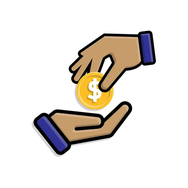 işlem simgesi. Para için. İki el para verir ve alır. Ödeme, iş, nakit. izometrik tasarım biçimi