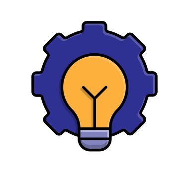 Otomasyon simgesi. Yapay zeka. Ortasında ışık olan bir vites. Otomatik, optimizasyon, kolaylık. Isometric tasarım biçimi.