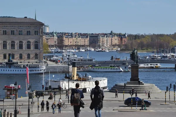 Wiosenne Centrum Sztokholmu Szwecji — Zdjęcie stockowe