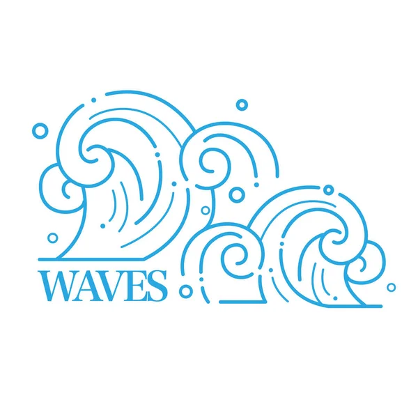 stock vector Sea waves pattern, line style illustration.