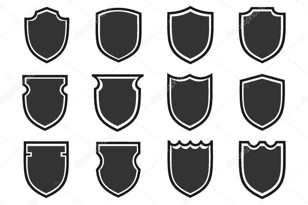 Shield set vector. black shield icon. vector.