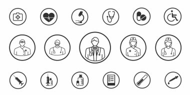 Doktor simgesi beyaz arkaplan vektörüne ayarlandı