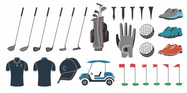Golfün vektör çizimi. Stok için spor vektör simgesi koleksiyonu.