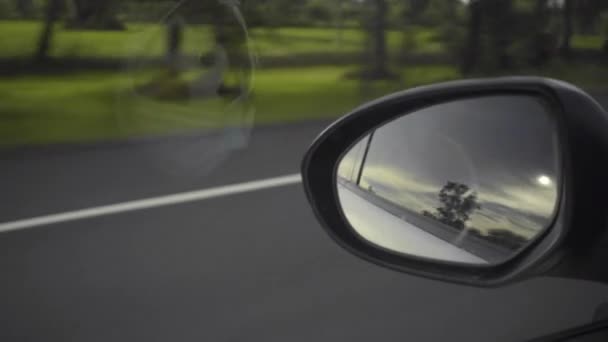 Chiuda Video Girato Uno Specchio Ala Auto Funzionante Rapida Una — Video Stock