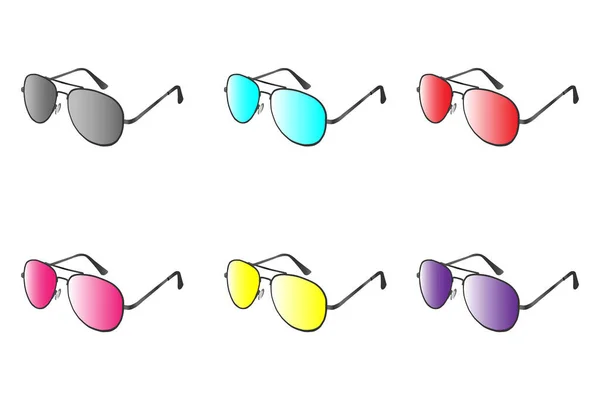 A set of glasses of different attitudes drawn on a white background