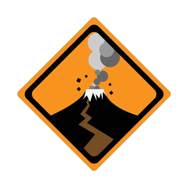Wektorowy Znak Ostrzegawczy Erupcji Wulkanu Rysunek Wektora — Wektor stockowy