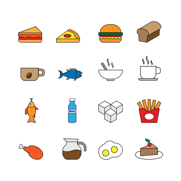 Simple Conjunto Iconos Vectoriales Relacionados Con Los Alimentos Ilustración Vectorial — Archivo Imágenes Vectoriales