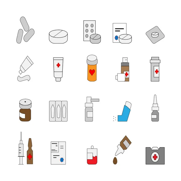 Set Medical Icons Made Vector Style Isolated White Background — Stock Vector
