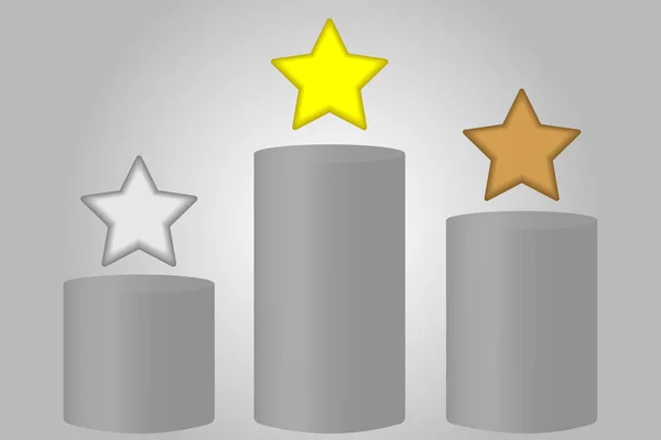 三颗星 在灰色背景上孤立的向量图 — 图库矢量图片