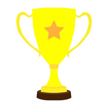 Üzerinde yıldız işareti olan altın kupa. Beyaz arkaplanda ve düz bir stilde vektör illüstrasyonuName