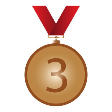 Üçüncülük için bronz madalya. Vektör illüstrasyonu düz arkaplanda izole edildi