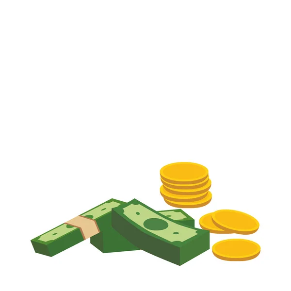 Pile Argent Pièces Monnaie Style Illustration Vectorielle Réalisée Sur Fond — Image vectorielle