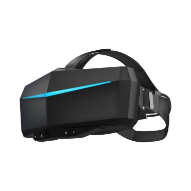 Siyah sanal gerçeklik gözlükleri. Beyaz arkaplanda 3d biçiminde çizilmiş vektör illüstrasyonu