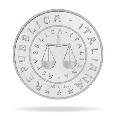 İtalya 'dan 1 lira. Beyaz arkaplan üzerindeki vektör illüstrasyonu 3B biçiminde yapılır