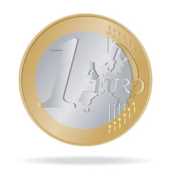 Beyaz arkaplan üzerine vektör biçiminde çizilmiş 1 EURO sikkesi