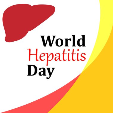 Dünya Hepatit Günü, Kızıl Karaciğer, beyaz arka plan ve desenler. Beyaz arkaplanda vektör grafikleri