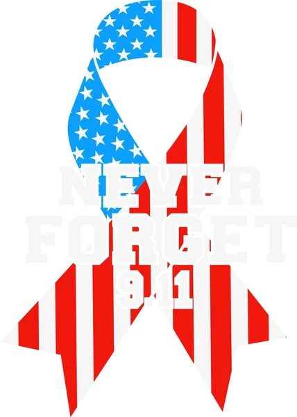 911 Memorial Ribbon Patriot Day — Stock Vector