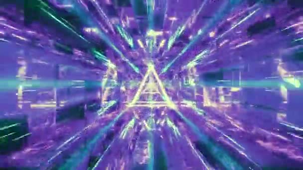 Барвисті Спіральні Трикутники Просторі Абстрактний Футуристичний Кібер Музичний Стиль Фону — стокове відео