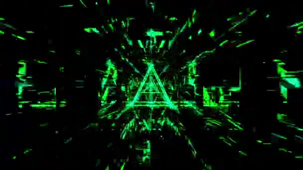 Kleurrijke Spiraal Driehoeken Ruimte Abstracte Futuristische Cyber Muziek Stijl Achtergrond — Stockvideo