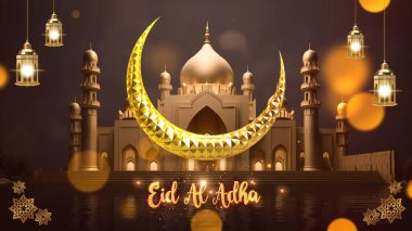İçinde altın cami olan ramazan tebrik kartı 