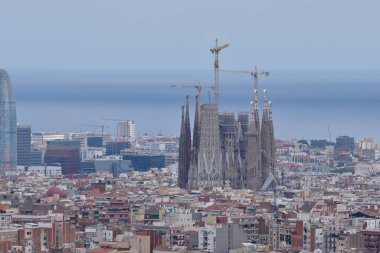  Barselona 'daki sagrada ailesinin panoramik görüntüsü 