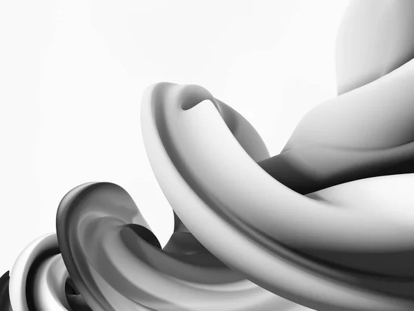 3Dレンダリングダイナミックツイスト抽象幾何学であなたの背景壁紙イラストのための白と黒の色 — ストック写真