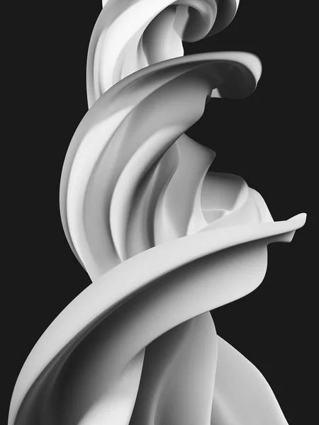 3D抽象は 白と黒の背景の壁紙3Dレンダリングとツイスト幾何学を折ります — ストック写真