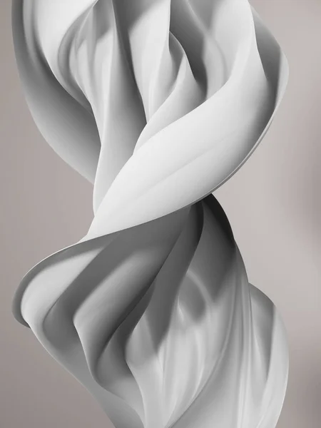 3Dレンダリング布ツイスト抽象白とグレーの背景色の壁紙イラスト — ストック写真