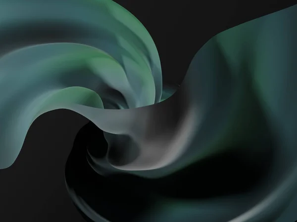 エレガントな3D布生地ツイスト抽象幾何学で緑と黒のグラデーションの背景壁紙3Dレンダリング — ストック写真