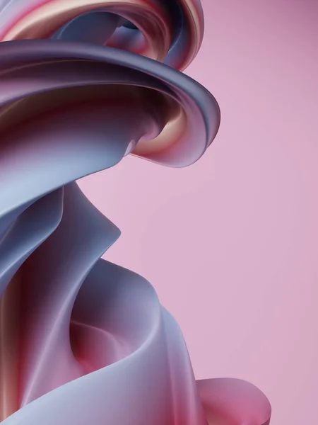 3Dツイスト布抽象幾何学とともに鮮やかなピンクのパステルカラーの背景壁紙3Dレンダリングコンピュータ — ストック写真