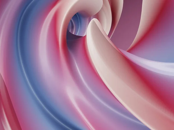 ピンクと青のグラデーションカラー壁紙レンダリングと楽しさと魅力的な3D抽象ツイスト幾何学的背景 — ストック写真