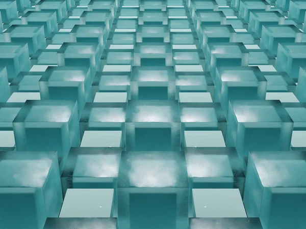 3D氷のキューブの幾何学的なパターンと青いキューブの内側にグランジテクスチャの背景壁紙レンダリング — ストック写真