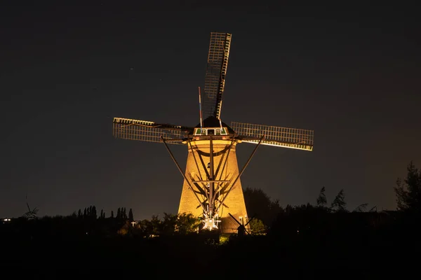 Освітлені Вітряки Світі Дитячий Дім Нідерландах — стокове фото