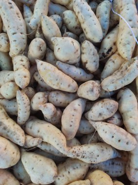 Markette taze patates, yakın plan fotoğraf..