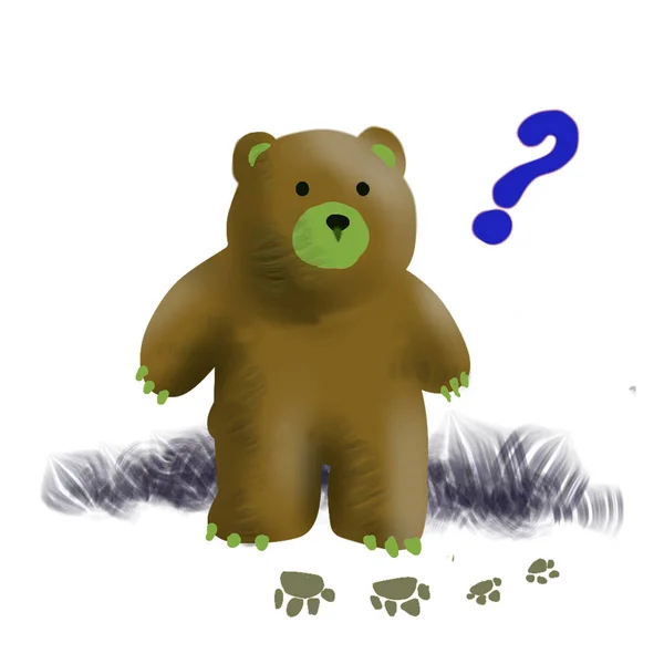 Bear Camp Art Cartoon Forest — Stock Photo, Image
