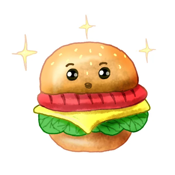 Гамбургер Бергер Милий Мистецтво Мультфільм Їжа — стокове фото