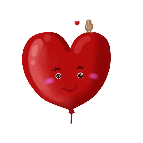 Heart Balloonheart Balloon Heart Balloon Bird Love Red Love Heart — Stock Photo, Image