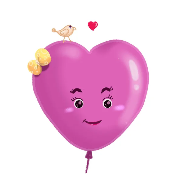 Girly Hearts Balloon Girly Hearts Balloon Heart Balloons Birds Love — Stock Photo, Image