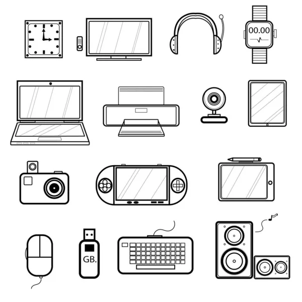 Computer Hardware Electronics Line Icon Art — Stock Photo, Image