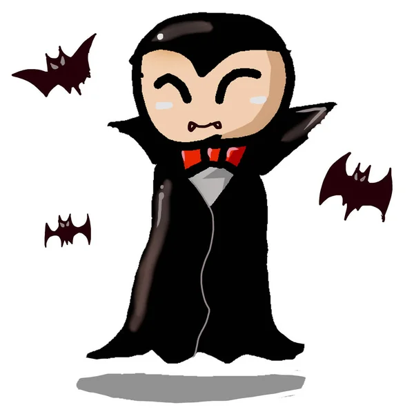 Hrabě Dracula Strašidelný Roztomilý Mrtvý Ďábel Ďábel Vidlemi — Stock fotografie