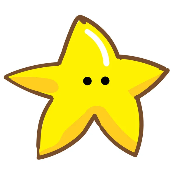 Звезда Милая Икона Золотая Сверкает Желтым Художественным Карикатуром — стоковое фото